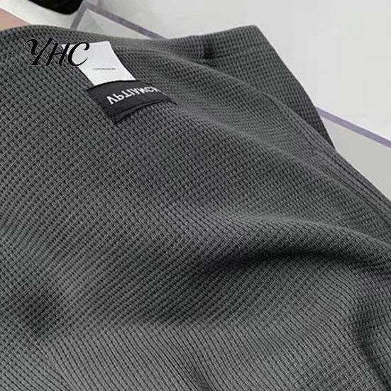 Loose Bottoms High-Waist Elastic Waistband Pockets Waffle Texture Women Shorts Fitness Wide Leg High Waist Sports Streetwear