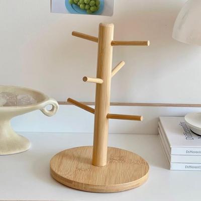 Bamboo & Wood Multi-Layer Cup Holder: Household Kitchen & Living Room Storage Rack