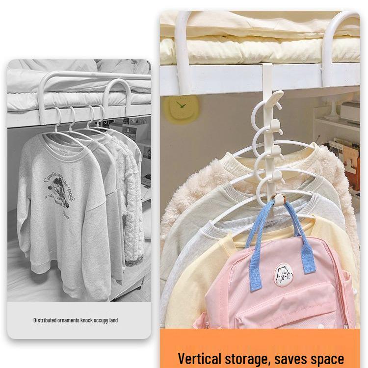 Dorm Bedside Hanging Hook: No-Drill Bunk Clothes Hanger & Storage Rack.