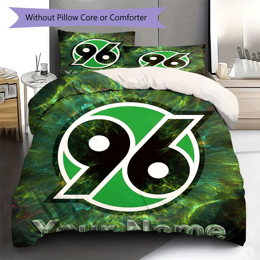 Hannover 96 Bettwäsche mit individuellem Namensmuster, Steppdecken-Set, Bettbezug, Kissenbezug, Heim-Geburtstagsgeschenk(1 Bettbezug + 2 Kissenbezüge, ohne Füllung)