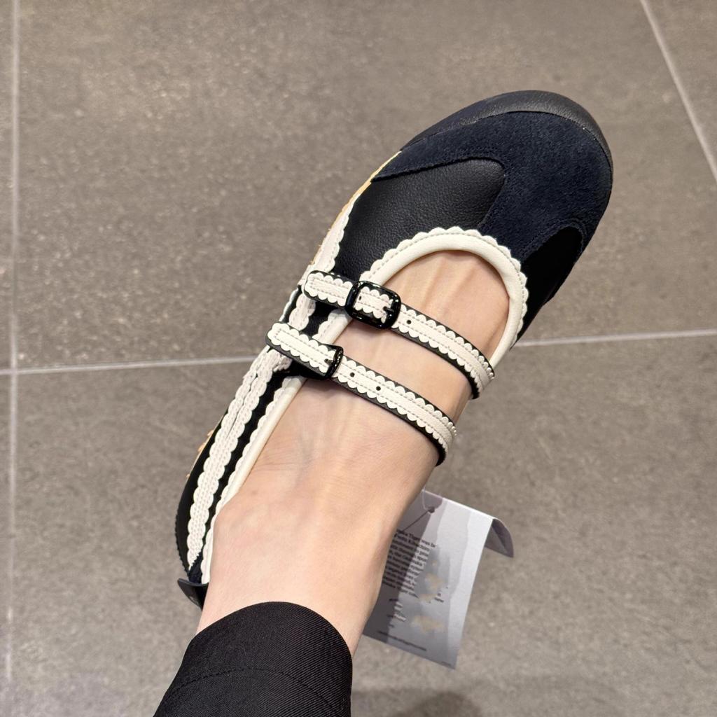 Sheepskin~ Ghost Family Japanese Shoes Versatile One-word Ballet Shoes Women's Leather Girl Wind Mary Jane Shoes