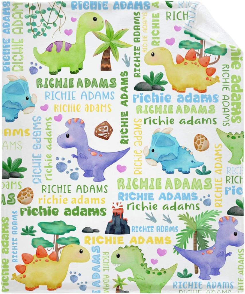 Cartoon Dinosaur Letters Printed Blanket for Sofa Travel Camping Living Room Office Conditioning Blanket for All Seasons Gifts