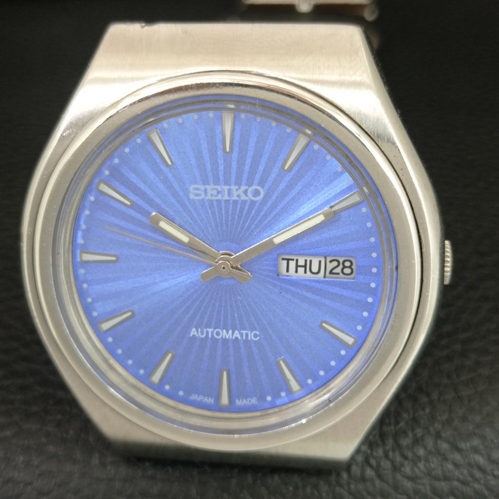 RARE VINTAGE SEIKO AUTOMATIC 6309A JAPAN MENS BLUE COLOR DIAL WATCH a709506-1