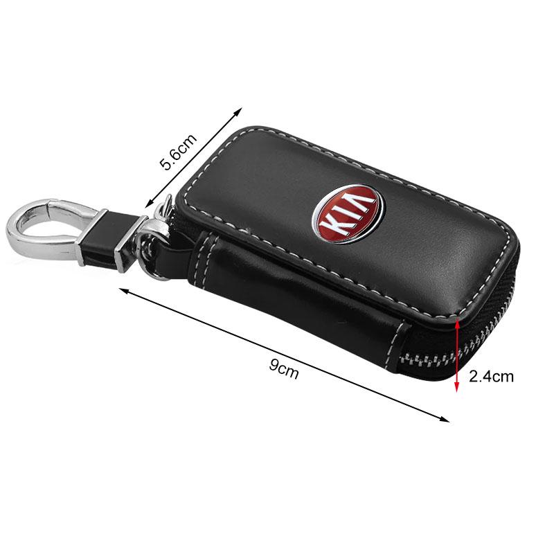 1Pcs 2025 Fashion New Leather Emblem Car Key Case Keychain Zipper Key Case Bag For KIA K5 K9 Sorento Ceed Sportage Carnival Stinger Forte Niro Cadenza