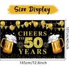 Lnlofen Cheers to 50 Years Banner Backdrop, Black Gold Happy 50th Birthday Decorations, 50 Anniversary Banner Poster Sign Party Supplies (72.8 x 43.3
