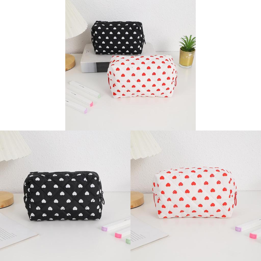 Heart Shape Travel Cosmetic Bag With Cotton Material For Women And Girls