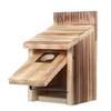 A25F-Bird Houses For Outside With Metal Predator Guard For Bluebird Wren Swallow Finch, Carbonized Wooden Nesting Boxes
