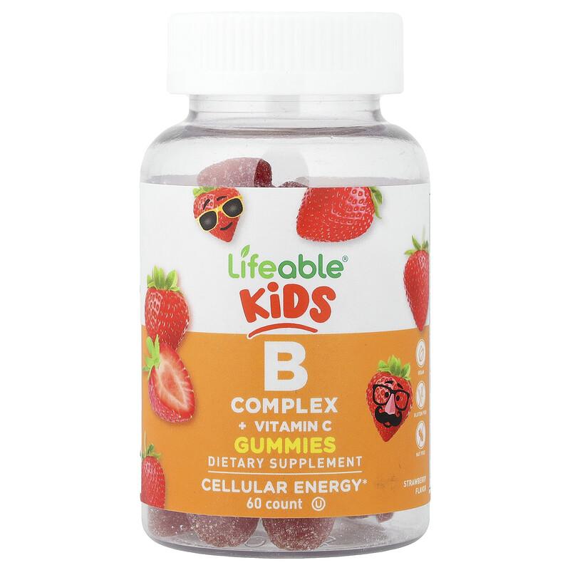 Kids B Complex + Vitamin C Gummies, Strawberry, 60 Gummies
