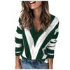 Fashion Womens Long Sleeve V Neck Striped Knitting Casual Tunic Blouse