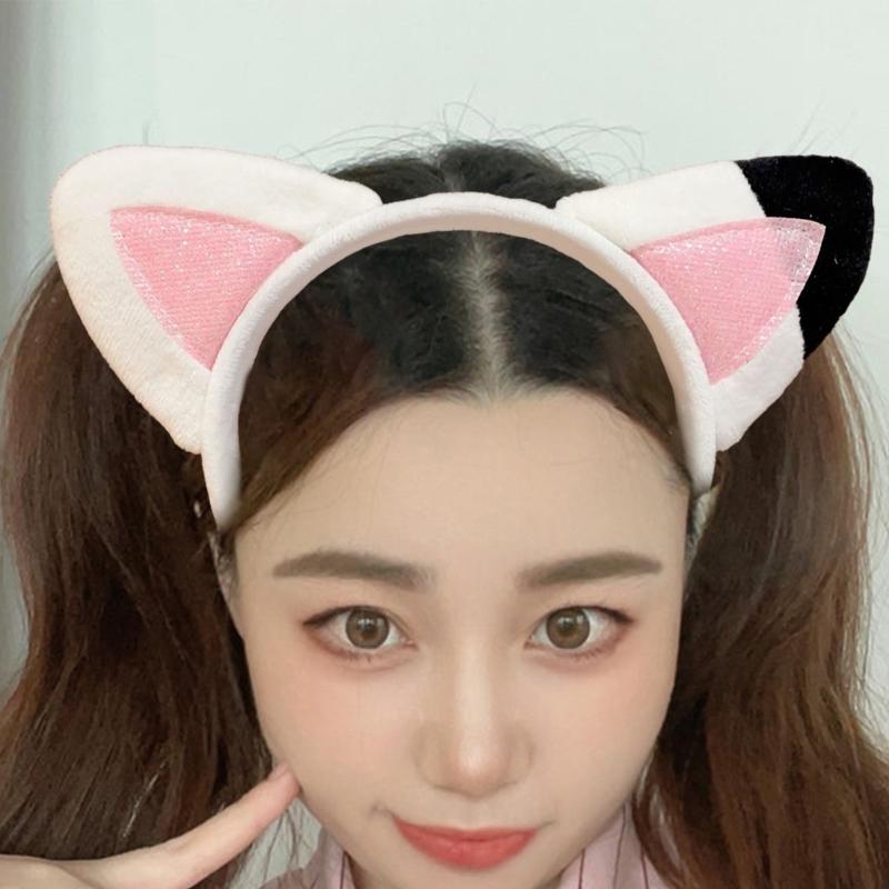 Soft Plush Cats Ears Headwear Elastic Headpiece Cartoon Pattern Hairband for Photoshoots and Festives Outfits