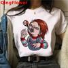 Chucky Harajuku Funny Cartoon Horror T Shirt Women Harajuku Ullzang Graphic T-shirt Vintage Anime Unisex Tshirt Fashion Top Tees FeUnisex