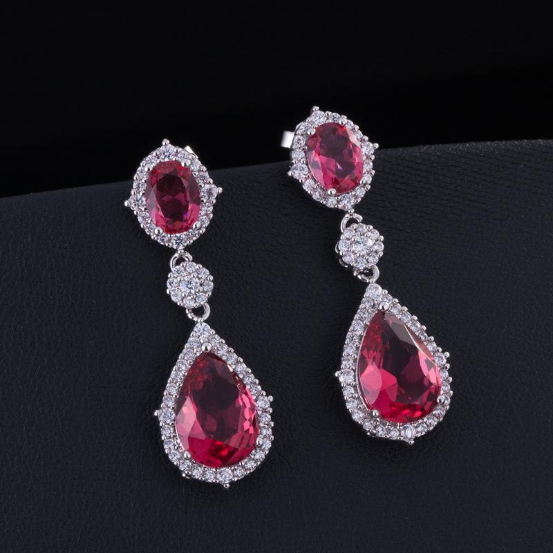 Серьги Изысканный Циркон Микро-Инкрустация Ювелирные Изделия Качество Прилавка Продукты Tmall красный