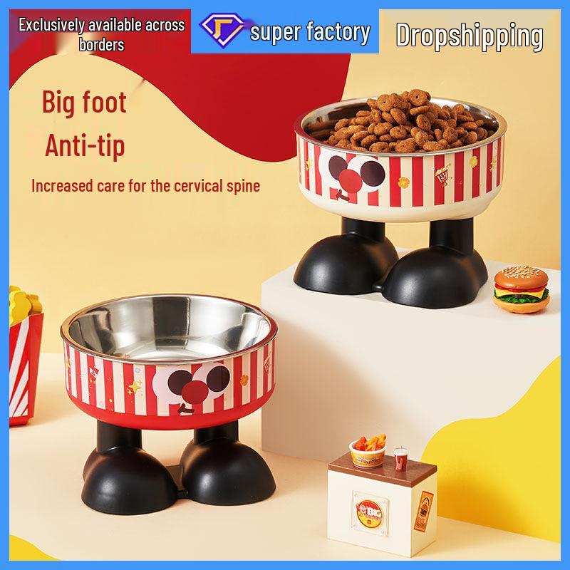 Edelstahl Erhöhte Futternäpfe mit Kippschutz für Katzen und Hunde