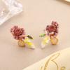 Korean version of simple Mori oil painting earrings, small fresh diamond-set flowers S925 silver needle dripping oil does not fade, sweet earrings