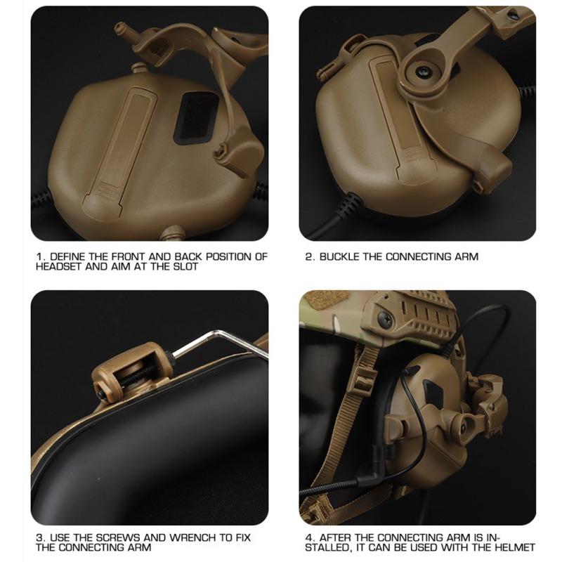 Taktisk hörlursskena fäste för hjälmskena för M-LOK hjälmadapter Brusreducerande hörlurar