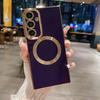 Suitable for Samsung S24Ultra Mobile Phone Case Square Solid Color Electroplating Magnetic Suction S21FE Anti-drop Mobile Phone Case