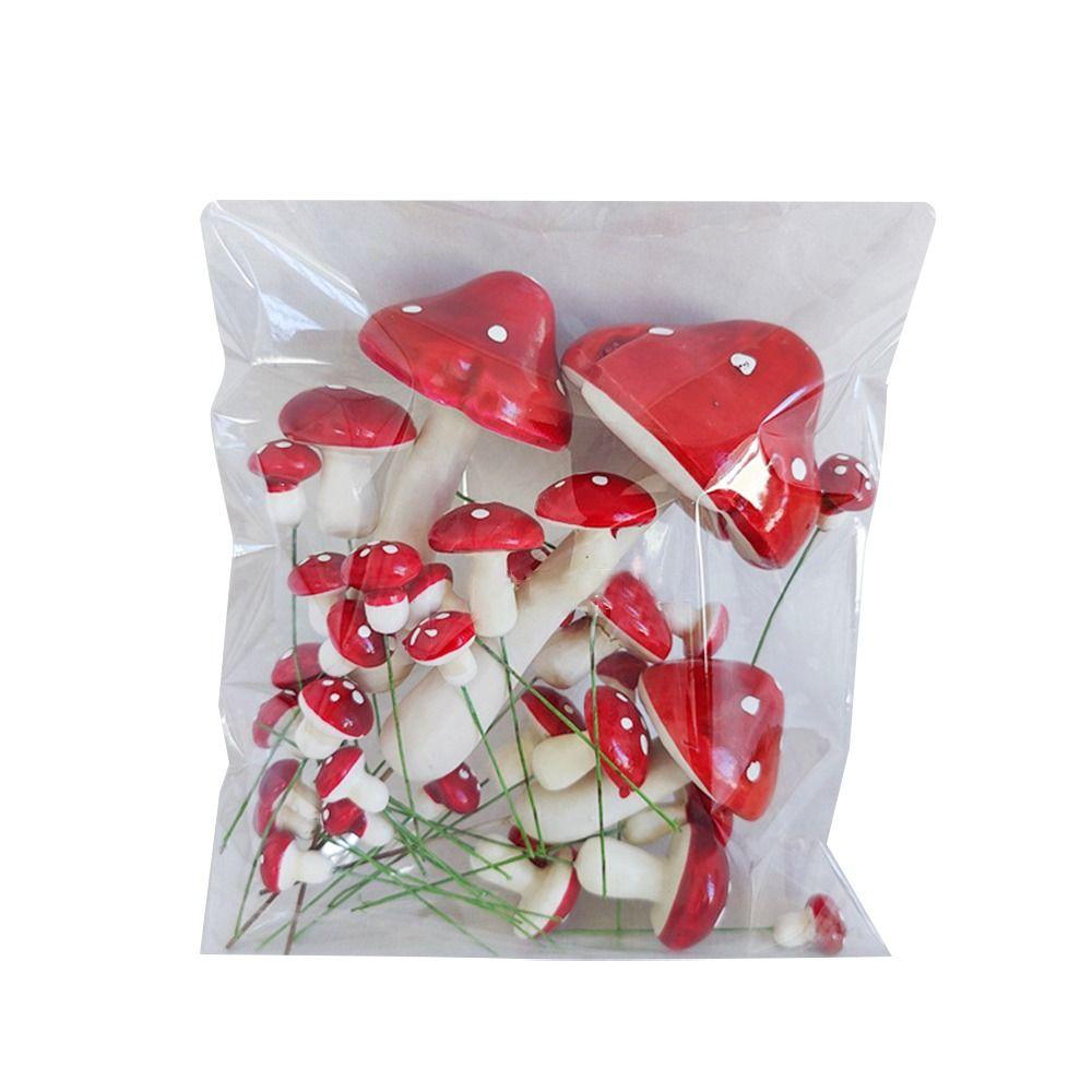 Foam Mushroom Cupcake Flag Red Happy Birthday Cake Decorating Accessories Cake Insert Set