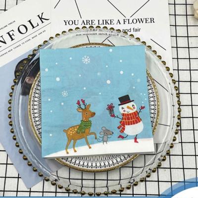Disposable Party Napkin Double Layer 20 Pieces/Pack Snowman and Deer