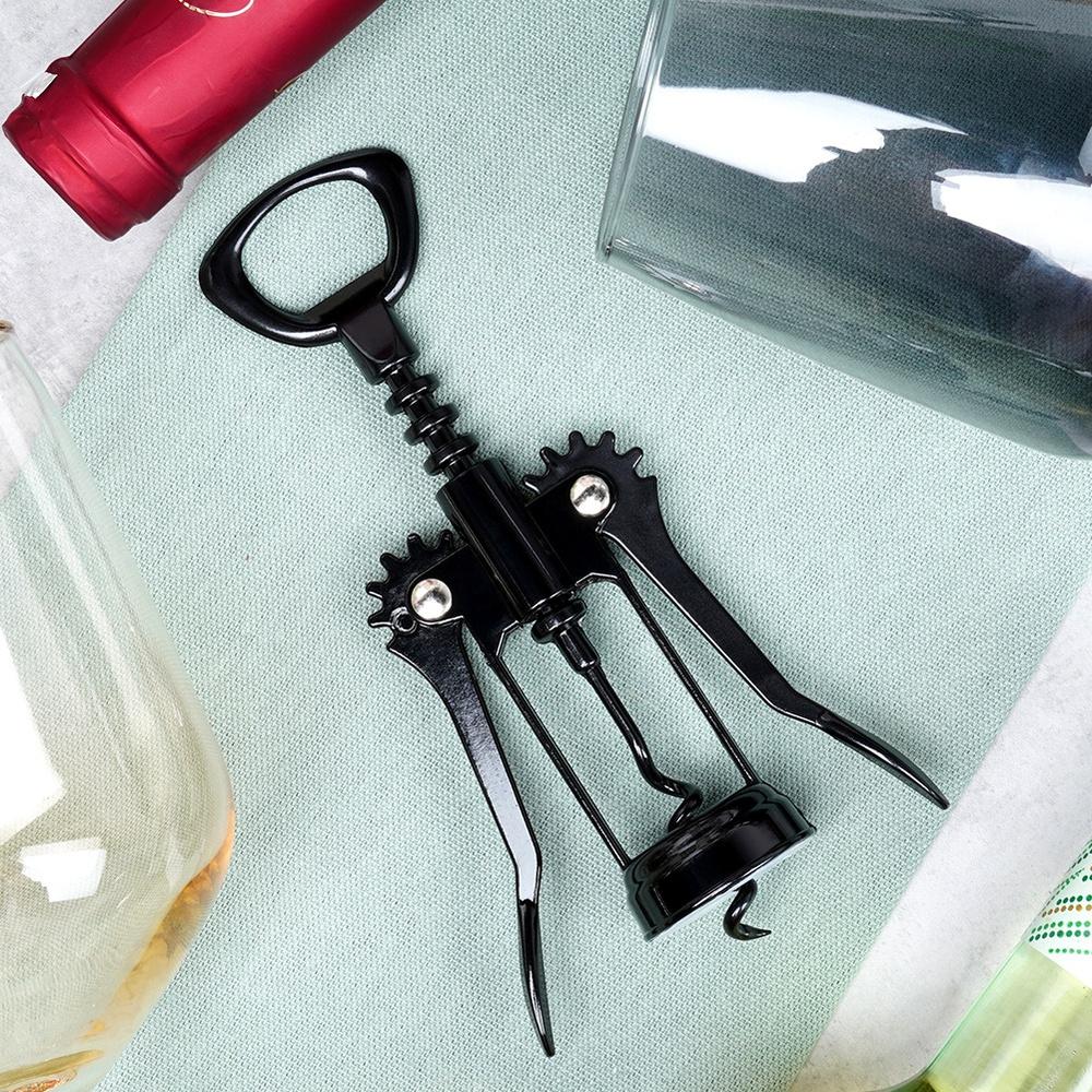 Black metal wine corkscrew 16 cm