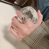 S925 Sterling Silver Black Camellia Ring - Women's French Luxury Style