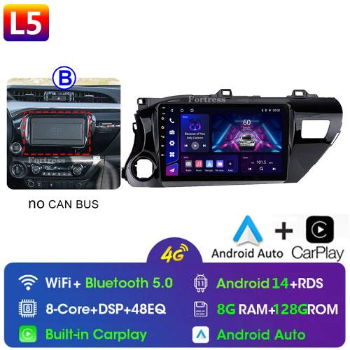 8 Core Android13 Auto Car Radio Multimedia For Toyota Hilux Pick Up AN120 2015 - 2020 LHD Stereo Carplay GPS Navigation No DVD