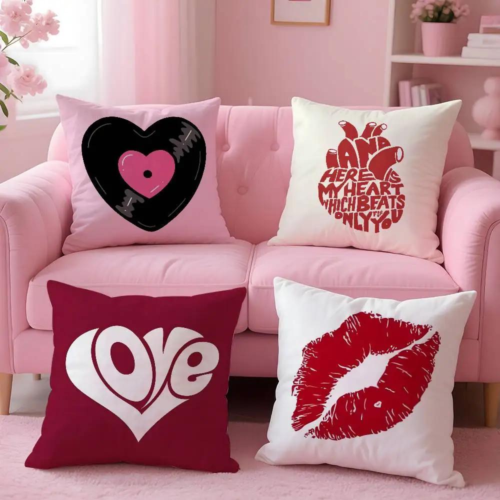 Home Decor Love-Themed Heart-Shaped Digital Print Pillowcases Pattern Cushion Cover Suitable For Sofa Bedroom Car Pillow Cover