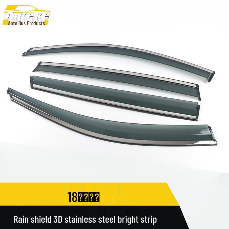 Fits 18 Komic Models: 3D Stainless Steel Rain Deflector & Sun Visor Trim Sticker