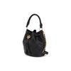 Tory Burch Fleming Logo Messingakzente Plissiert Gestepptes Leder Beuteltasche Damen Handtaschen Schwarz 142565-001