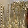 50pcs Golden Foil Paper Straws Biodegradable Striped Wave Polka Dot Disposable Drinking Straws For Party Wedding Birthday