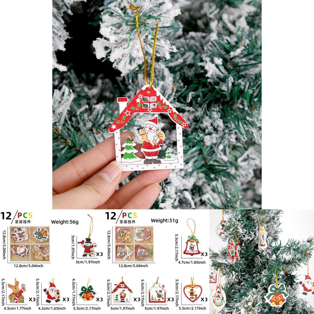Adorable Wooden Christmas Ornaments Set Featuring Santa And Reindeer In Charming Designs