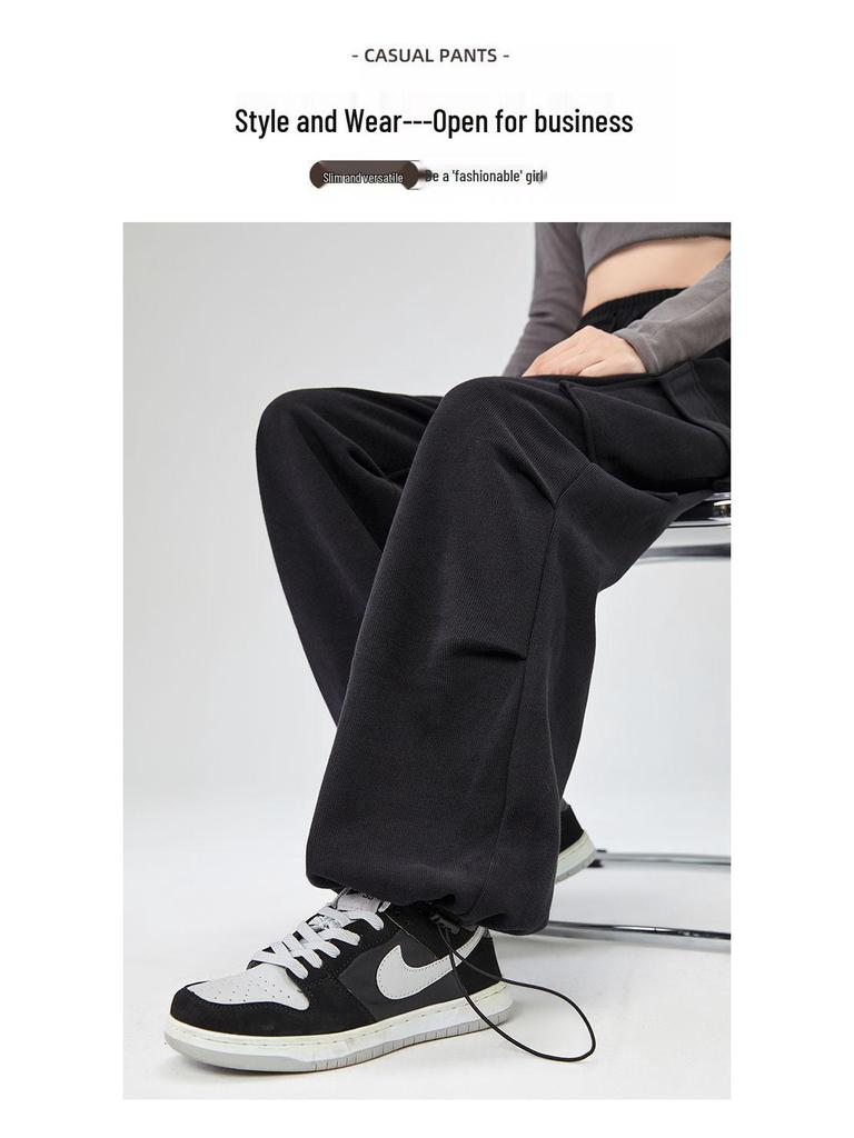 Women's Light Grey High-Waisted Strappy Overalls - Spring/Autumn Wide-Leg Pants with Large Pockets, Casual Sportswear