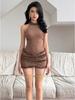 Polka Dot Lace Halter Tie-Back Bodycon Mini Dress for Women