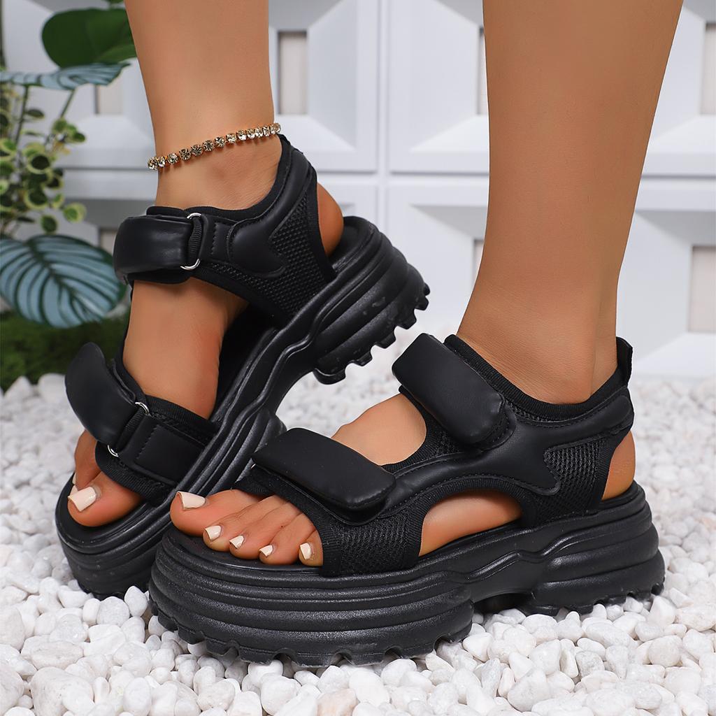 Fashion Women Platform Sandals Lightweight Wedge High Heels Shoes Women Buckle Leather 2025 New Summer Woman Sandals Sandalias De Mujer