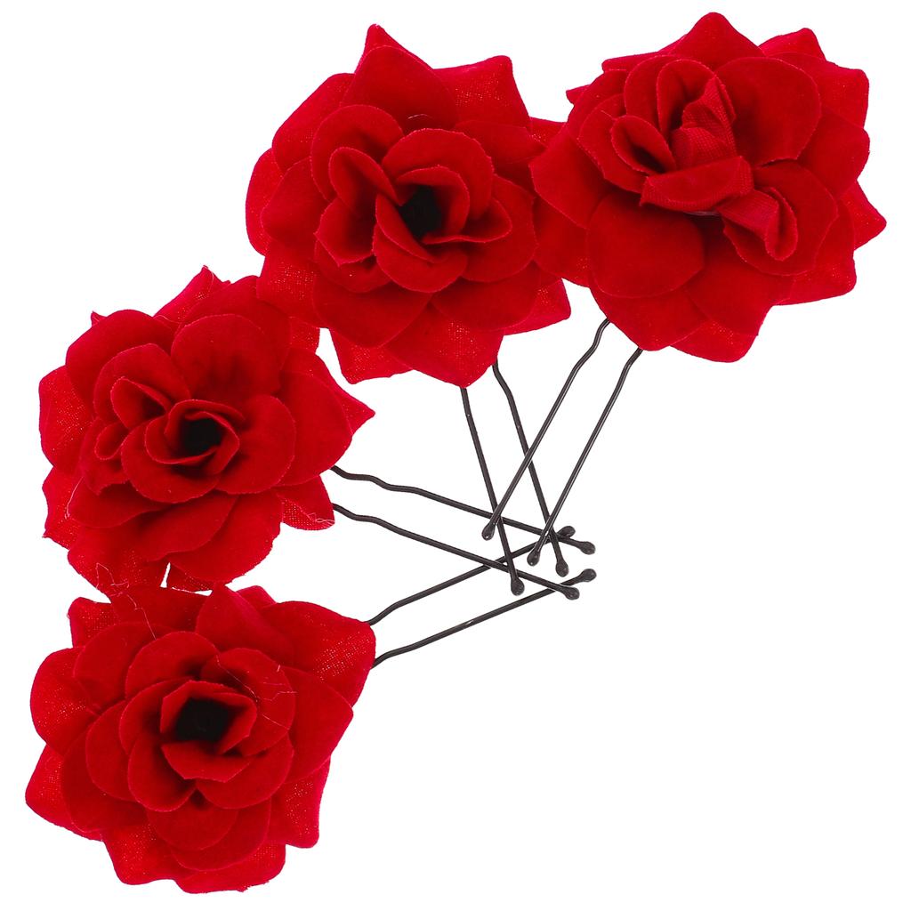 6 Pcs Hairpin Clip Barrettes Flower Girl Party Chic Accessories Wedding Zinc Alloy Rose Headdress Miss Bride