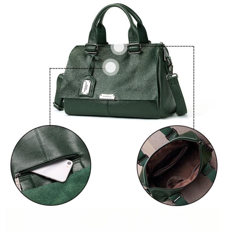 European and American Style Clamshell Soft Leather PU Leather Portable Crossbody Bags Simple Casual Large-capacity Female Bag