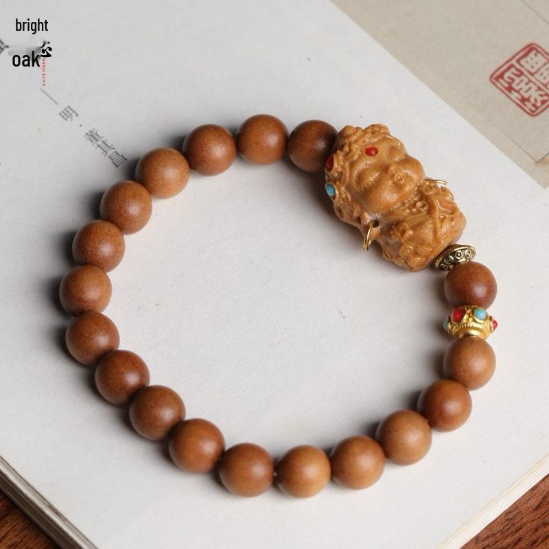 Barbie Sandalwood Tara Bodhisattva Bracelet: Men's & Women's 0.8 Single Circle DIY Buddhist Beads Jewelry.