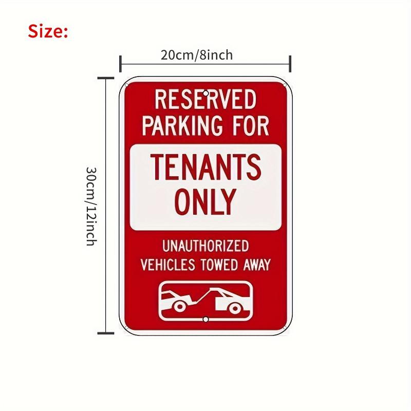 Hisun Tin Sign Reserved Parking For Tenants Only Metal Tin Sign Unauthorized Vehicles Towed Away Warning Wall Art Decor for Apartment Parking L