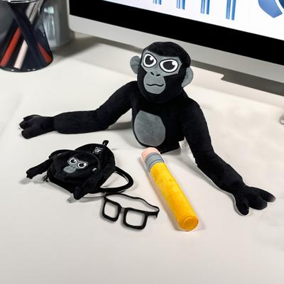 Gorilla Tag Plüschtier, weiche ausgestopfte Orang-Utan-Puppe mit Bleistift-Rucksack