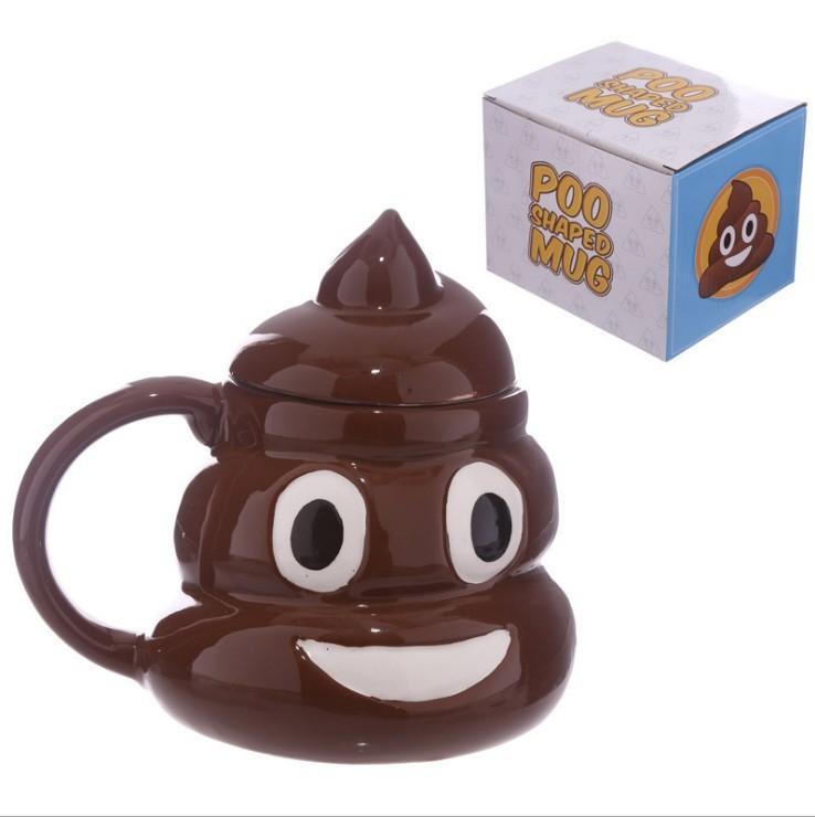 Poop Ceramic Cup - Prank, Funny, Trick, Personality Poop Mug, Coffee Cup with Lid, Gag Gift