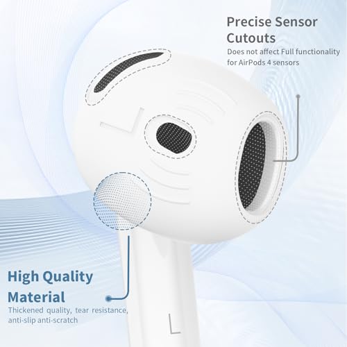 Suitable for AirPods 4th generation of 5 pairs of sports anti-skid scratch-resistant soft silicone earplug cover white
