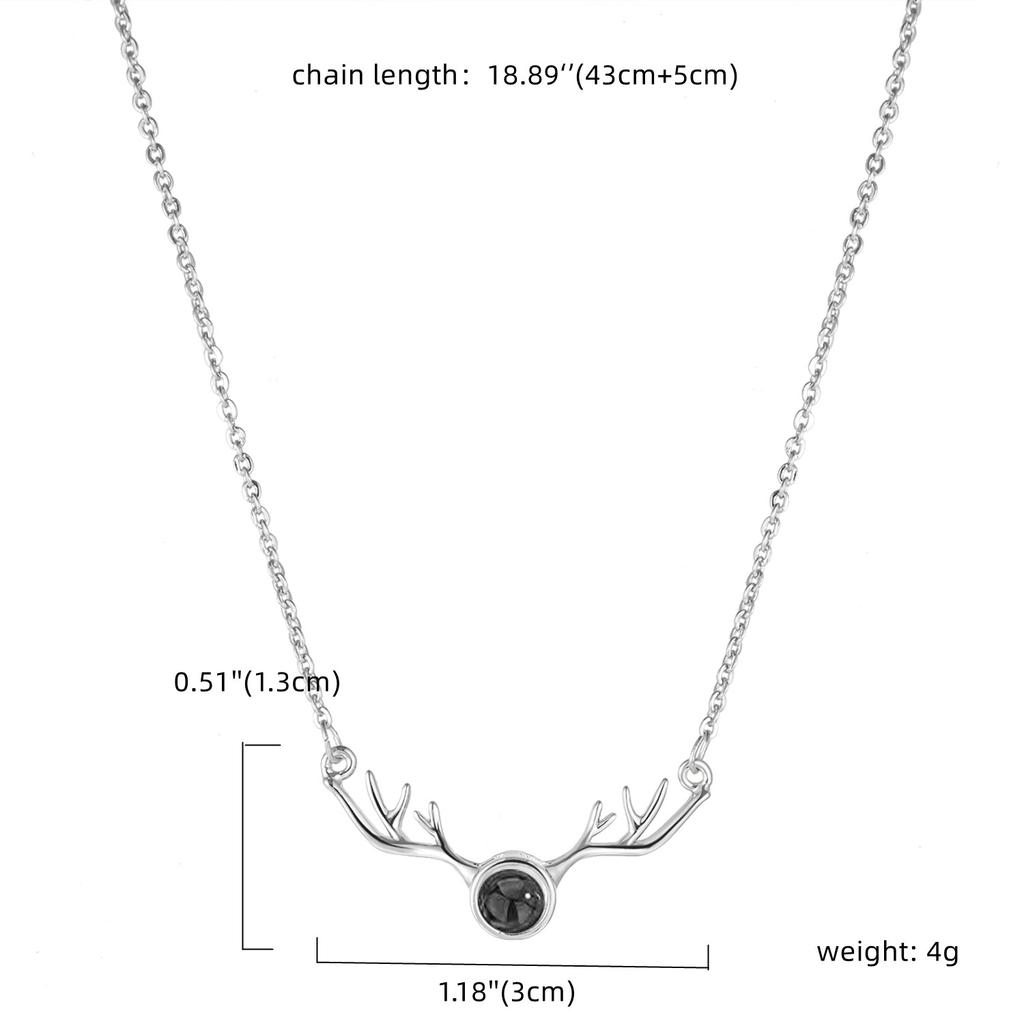 2Pcs Magnetic Couple Necklace For Women Men I Love You 100 Languages Projection Necklace Heart Shape Pendant Necklace Zircon