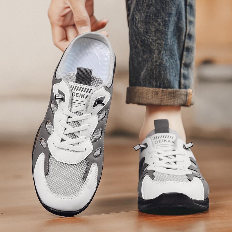 Men's plus size casual mesh slippers summer breathable non-slip walking shoes fashion Baotou comfortable outdoor sports sandals