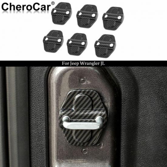 

Carbon Fiber ABS Lock Covers Protector Trim for 18-21 Jeep Wrangler JL JLU JT 6X