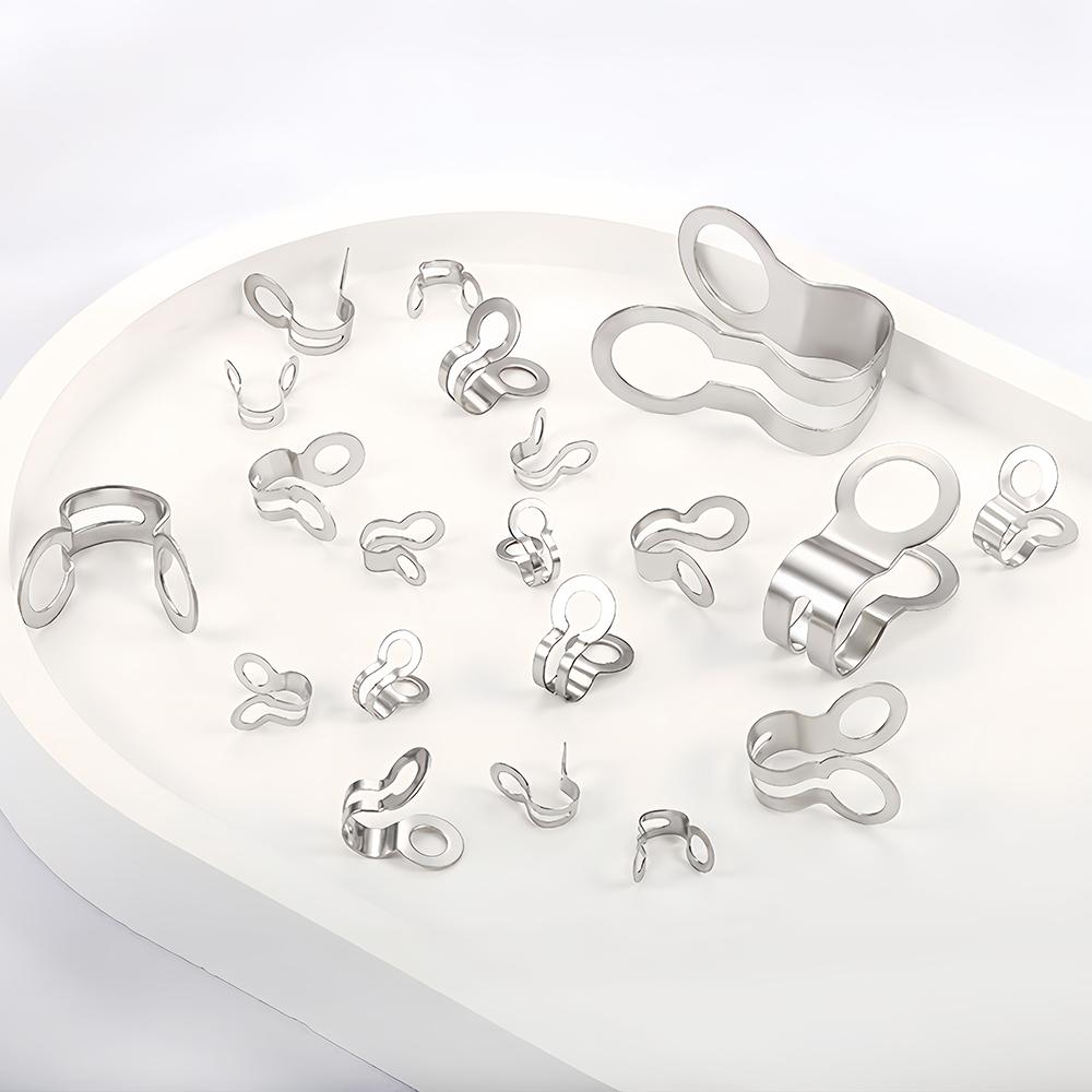 10-100pcs Stainless Steel Double Loops Beads Buckles Clasps Cord End Caps String Foldover Ball Chain Connectors Jewelry Findings