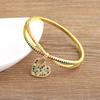Vintage Heart Pendant Bangles for Women New Copper Zircon Gold Color Charms Bracelet Girls Fashion Jewelry Gift