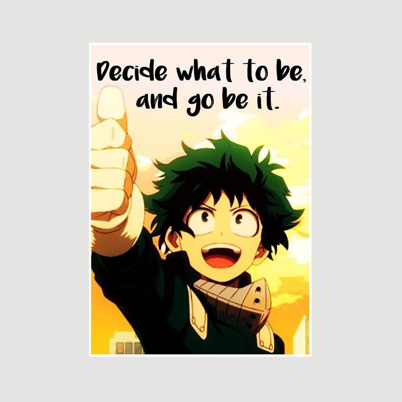 Vintage Inspirational Quote Poster Anime Finger Luffy Deku Posters White Paper Text Art Pictures Home Decor Bar Decoration Painting Interior Mural