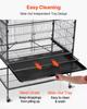 Bird Cage, 800 x 520 x 1320mm, Flat Top, Wrought Iron Bird Flight Cage with Perches, Slide-Out Tray and Plastic Feeders, Casters, for Parrot, Blue