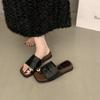 Set of toe pleated slippers women's summer wear new high-end not tired foot slope heel temperament cool slippers