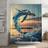 Blue Whale Print Shower Curtain Waterproof Bath Decor for Bathroom Luxury Decoration Home Textile Customizable Size Available fr