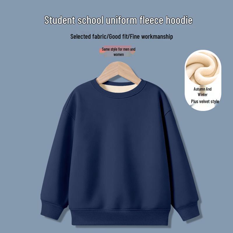 Jungen Sweatshirt mit Fleece-Futter: Warmes, locker geschnittenes Langarm-Oberteil für die Herbst-/Winter-Schuluniform